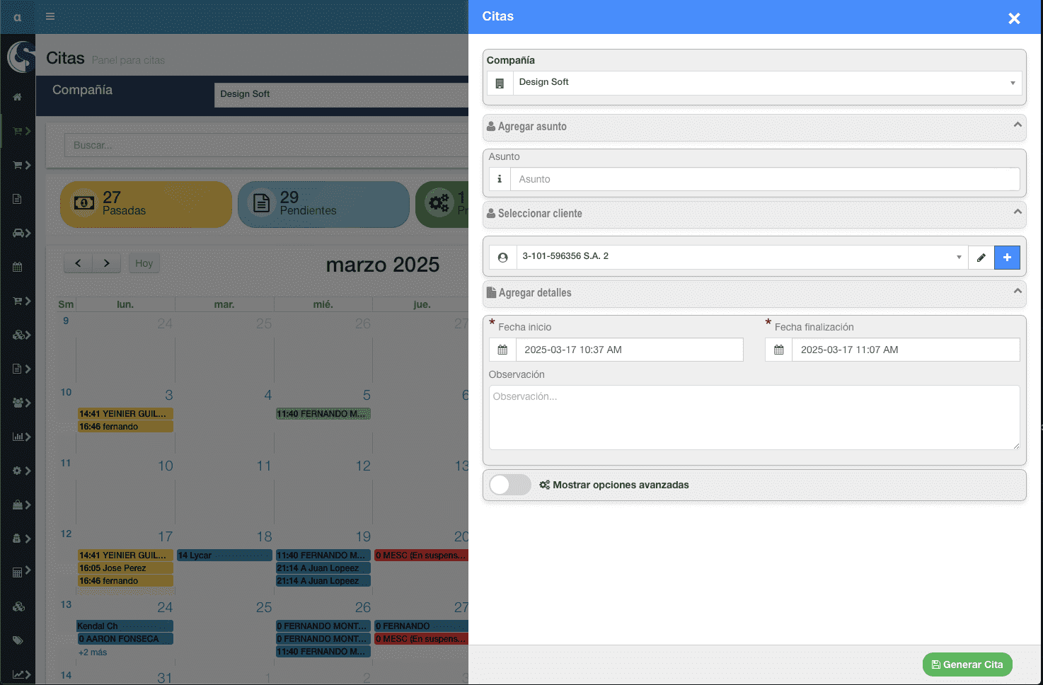 Control Total de Agenda